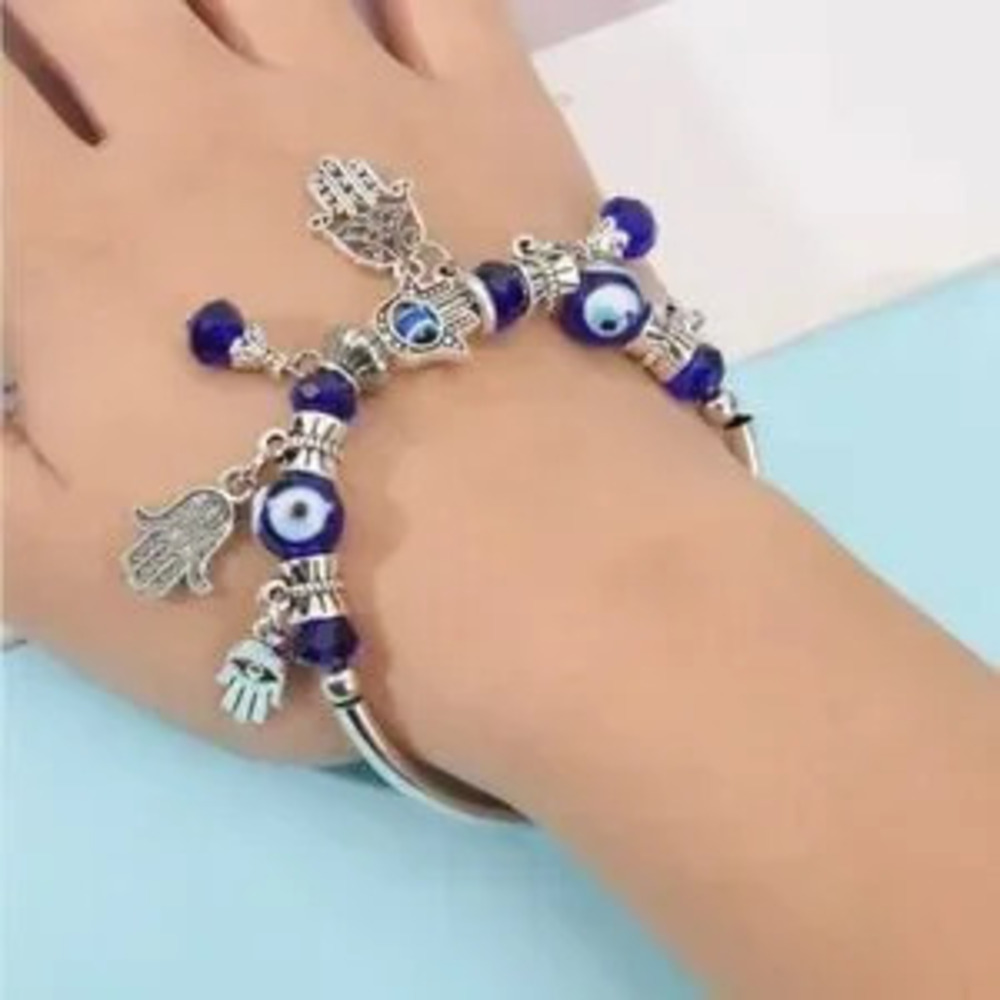 Evil Eye Silver Charm Bracelet